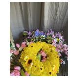 Vibrant Faux Floral Spring Wreaths and Assorted Bo