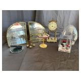 Vintage Kundo German Clock and Brass Curio Cabinet
