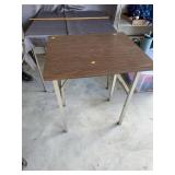 Vintage Faux Wood Laminate Top Chrome Leg Table