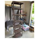 Vintage Brown Metal Six-Tier Utility Storage Shelv