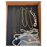 Vintage Costume Jewelry Necklaces Gold Tone and Fa