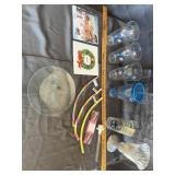 Assorted Vintage Glassware Ceramic Tiles and Novel