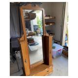 Vintage Oak Cheval Mirror Jewelry Armoire Dresser