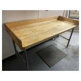 Butcher Block Table 6'x30'x3', & Shelf