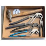 (3) Channel Lock, Pliers, Hammer