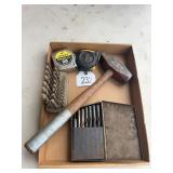 (2) Tape Measurers, (2) Drill Bit Sets, Hammer
