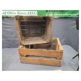 Rustic Wood Slatted Crates - Pair