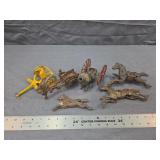 Antique Cast Iron Horse Carriage & Cannon Lot