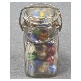 Antique Glass Canning Jar with Marbles