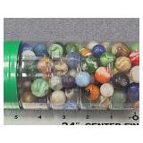 Assorted Glass Marbles in Plastic Jar