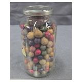 Antique Clay Marbles in Glass Jar