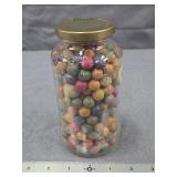 Antique Clay Marbles in Prego Jar