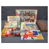 Vintage Board Games & Wooden Backgammon Lot