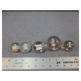 Antique Sulphide Glass Marbles Lot of 5