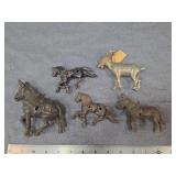 Antique Cast Iron Toy Animal Figures, Lot of 5