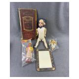 Antique Bisque Doll & Advertising Game Lot
