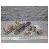Antique Painted Tin Toy Horse & Trains