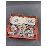 Miniature Floral Porcelain Tea Set with Box