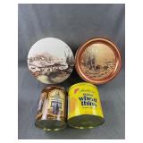 Currier & Ives and Brand Advertising Tins Set