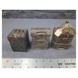 3 Antique Cast Iron Still Toy Banks