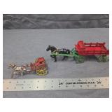 Antique Cast Iron Horse Drawn Wagon & Cart