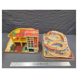 Vintage Fisher Price Garage & Tin Coaster Lot