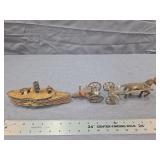 Antique Cast Iron Toy Lot: Riverboat & Carriage