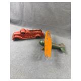 Antique Metal Masters Toy Fire Truck & Monoplane