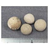 Antique Carved Stone Game Spheres & Marbles