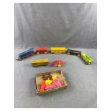 Vintage Wooden Train Cars & Plastic Hot Rods