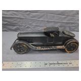 Antique Pressed Steel Toy Roadster & Ruler
