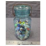 Blue Aqua Ball Ideal Jar with Toy Marbles