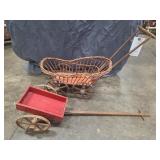 Antique Wooden Toy Carriage & Queen Pull Wagon