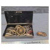 Antique Cast Iron Toy Wheels & Crash Car Body