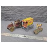 Antique Hillclimber Car & Milk Wagon Toy Lot