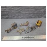 Antique Cast Iron & Tin Horse Drawn Carriage Lot