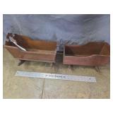 Set of 2 Mini Wooden Doll Rocking Cradles