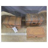 Lot of 3 Antique Miniature Doll Trunks