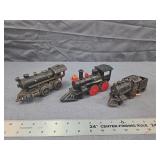 Antique Cast Iron Toy Locomotive Trio