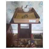Plant Stand, Ffa Book  And Hen On Nest