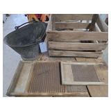 Wash Boards, Coal Bucket & Crate
