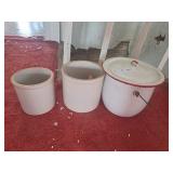2 Crocks And Pot W Lid