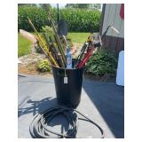 Lawn & Garden Tools with Trash Can & Hose