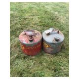 2 Metal Gas Cans - vintage