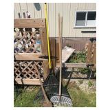 Outdoor Rakes & Wooden Handle Axe Lot