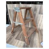Wooden Two-Step Folding Ladder Plant Stand