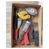 Assorted Hand Tools: Scrapers & Chalk Lines