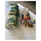 JD Tins (2) & Foxfire Farm Figurines Henry & Jimmi