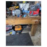 Wooden Workbench and Contents