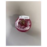Mary Gregory Cranberry glass dish